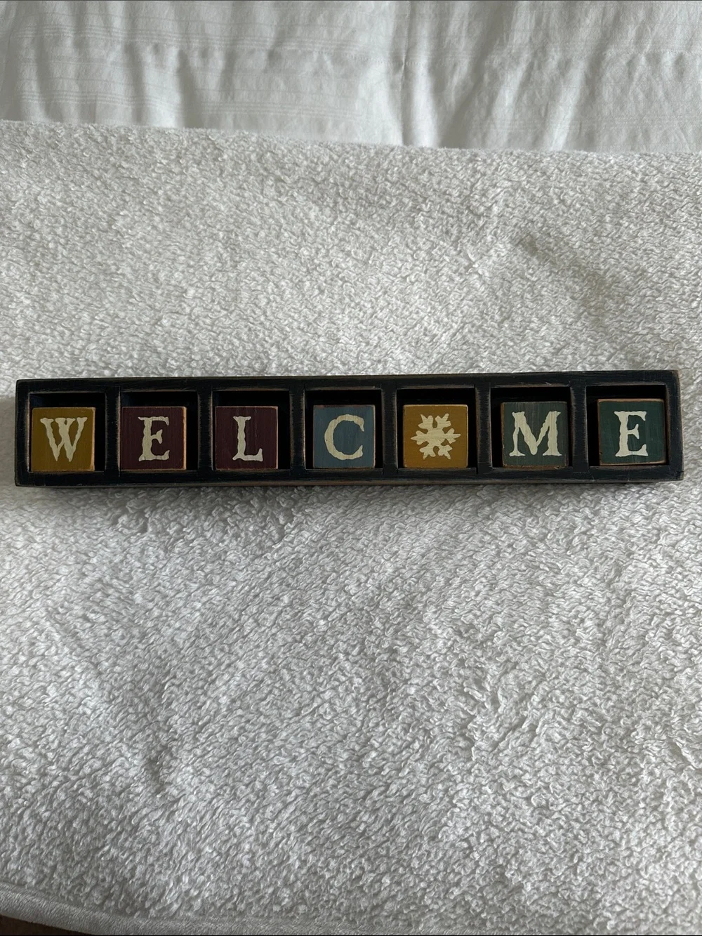 WELCOME Block Sign Wooden Shelf Sitter - Multicolor